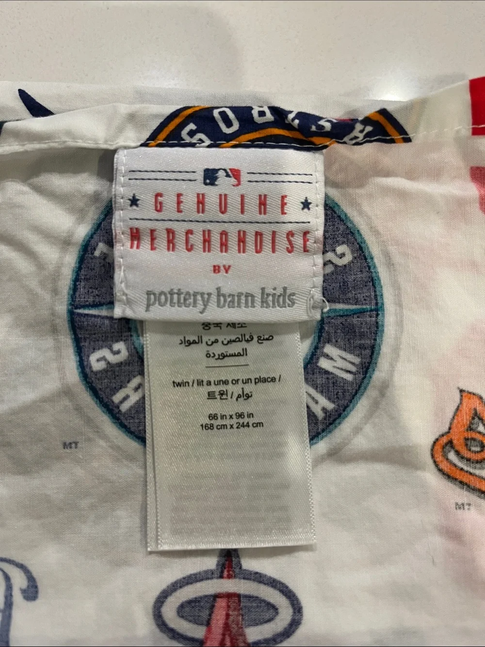 Pottery Barn Kids White MLB Twin Flat Sheet